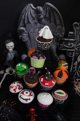 Cupcakes à l’orange décorés pour Halloween