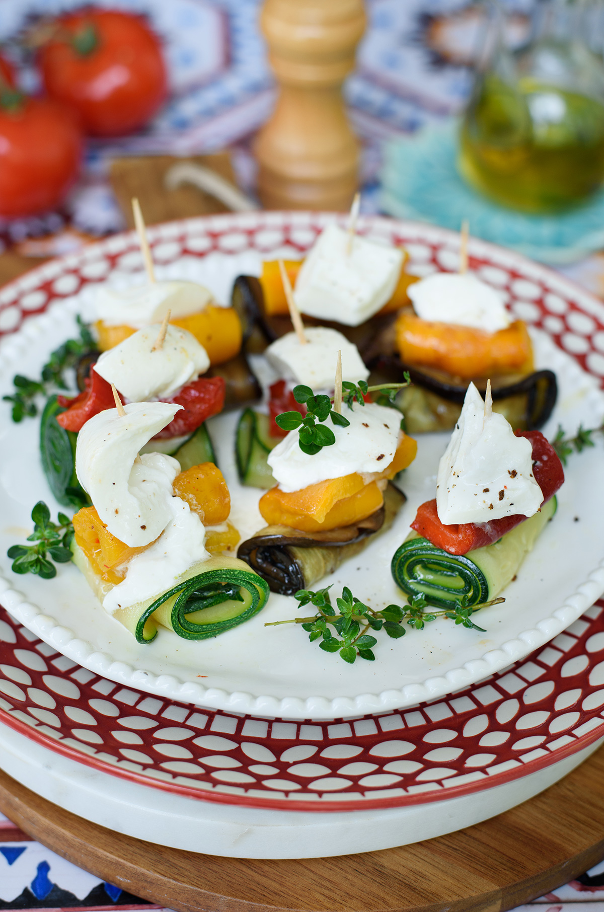 Recette fraiche de roulés aux légumes et burrata