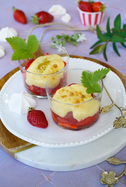 Dessert fruité : Verrines framboises fraises lemon curd