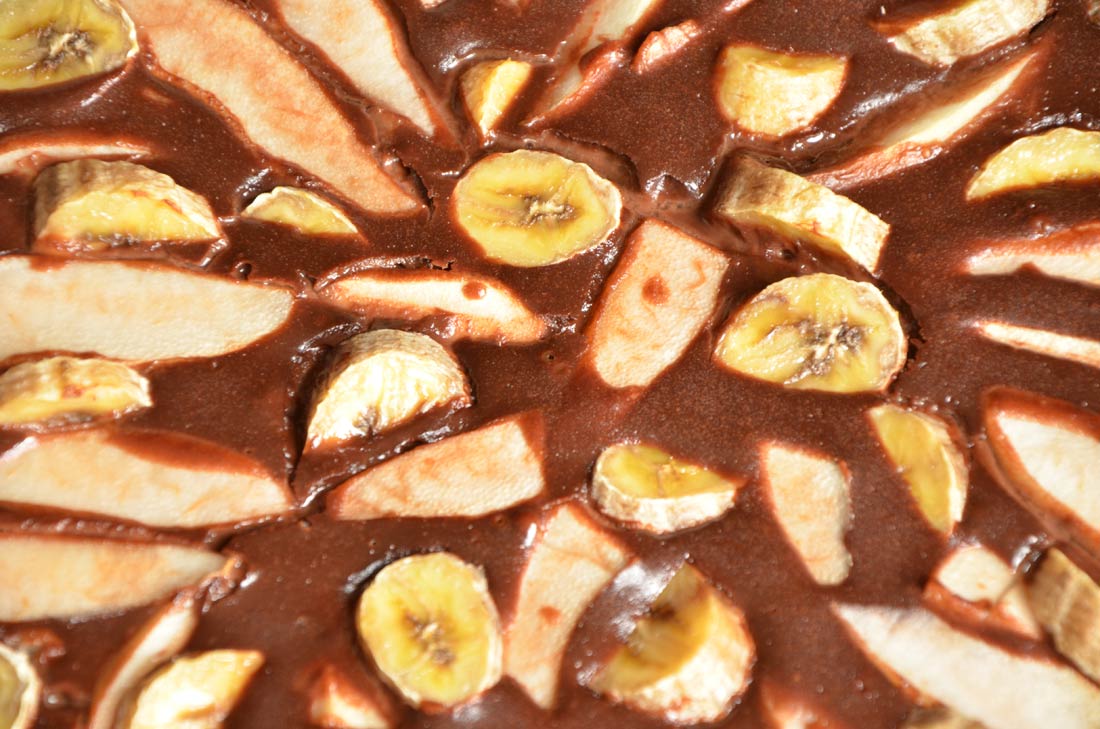 Clafoutis chocolat bananes poires de Christophe Felder