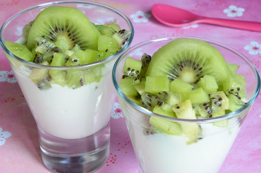 Verrines fruitées lait de coco kiwi