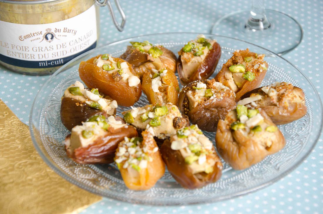 bouchées de foie gras aux fruits secs