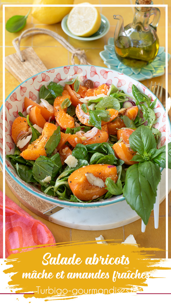 Salade abricots parmesan mâche et amandes fraîches
