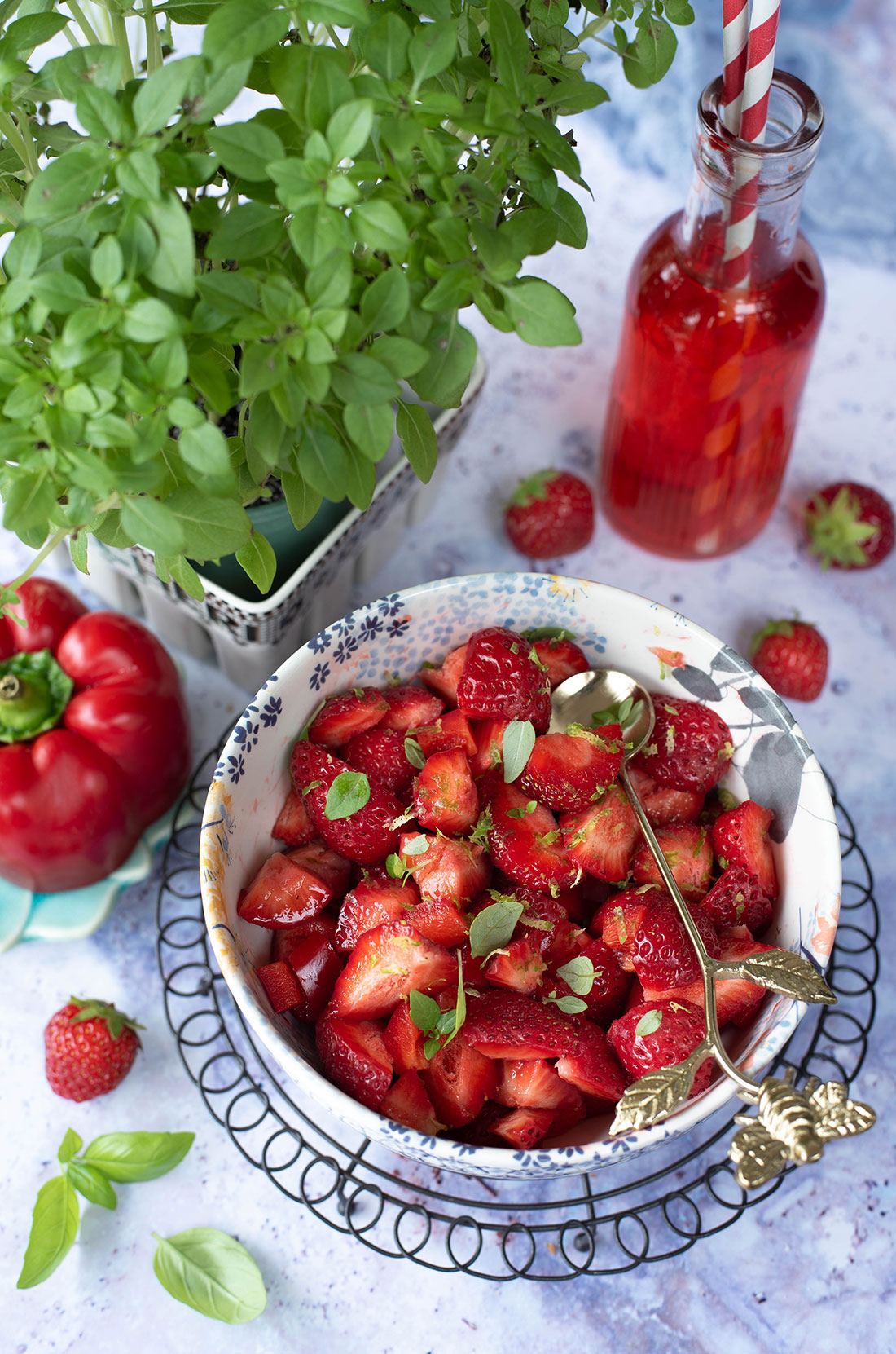 tartare de fraises et poivron