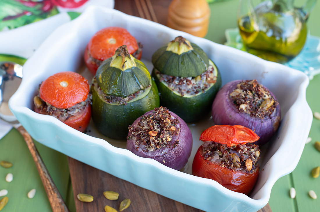 farcis végétariens au quinoa, pistaches et pignons de pin