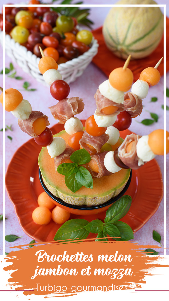 Brochettes melon jambon cru et mozza pour l'apéritif