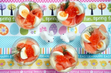 verrines oeufs de caille et saumon