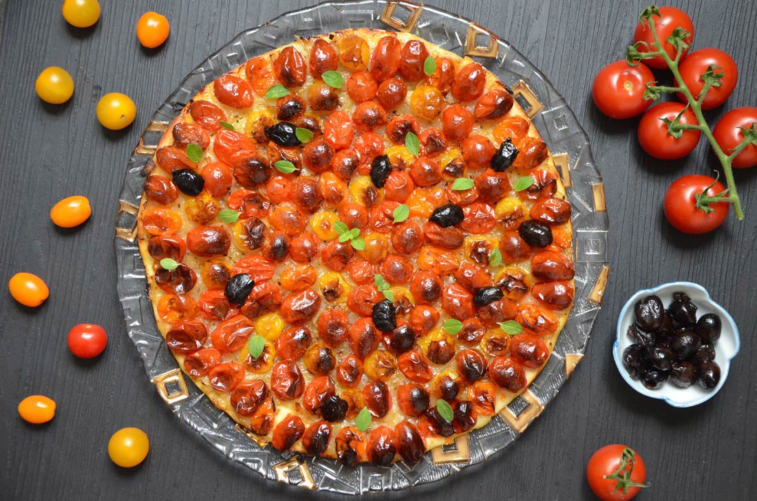 pizza aux tomates cerise