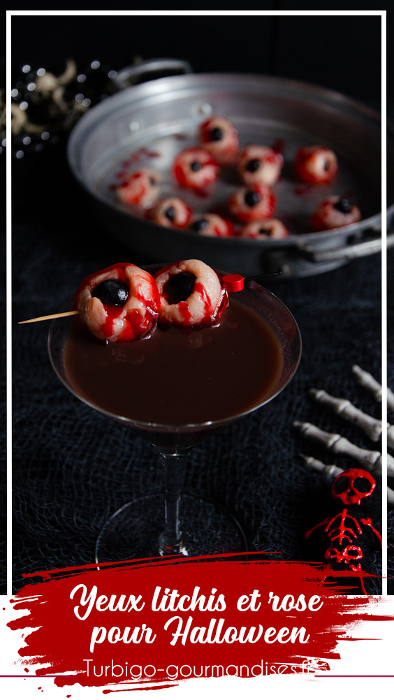 Cocktail yeux rose litchi pour halloween