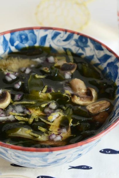 soupe wakame et champignons