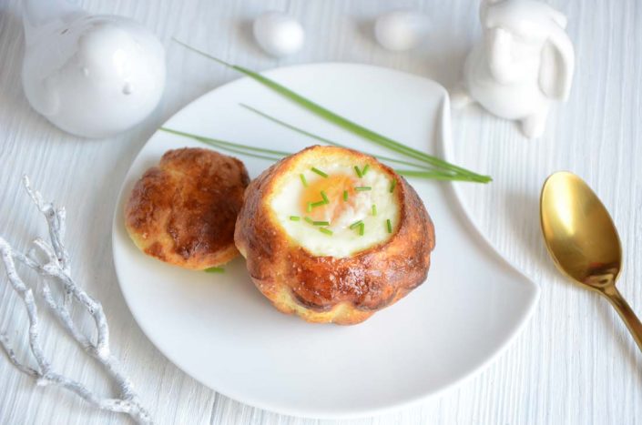 Brioches foie gras oeuf cocotte, entrée festive