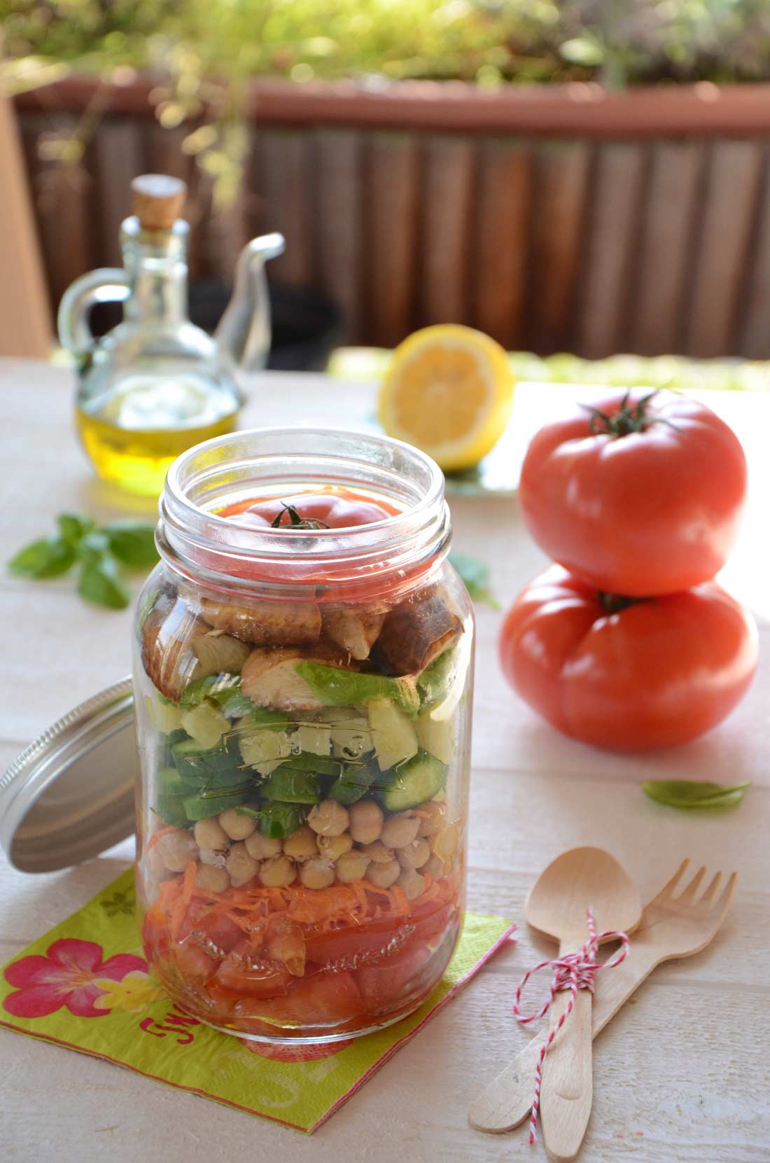 Salad jar tomates charnues maison