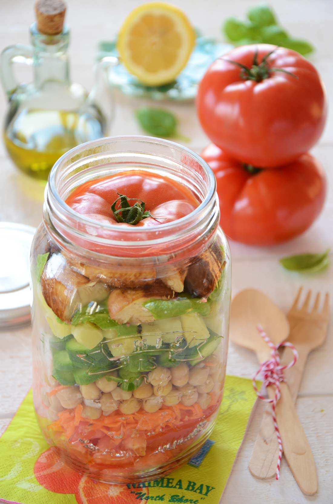 Salad jar tomates charnues maison