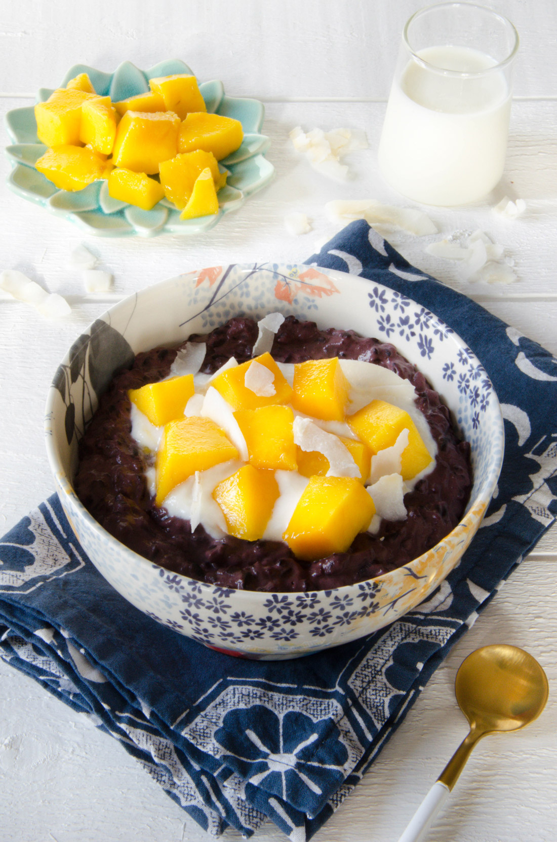Porridge riz noir et mangue