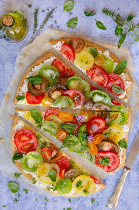 Tarte feuilletée tomates multicolores