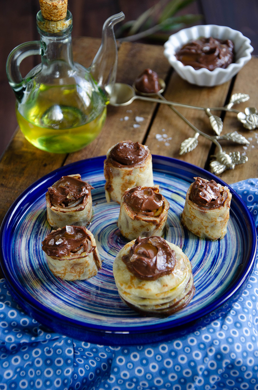 Recette de makis de crêpes ganache chocolat huile d'olive et fleur de sel