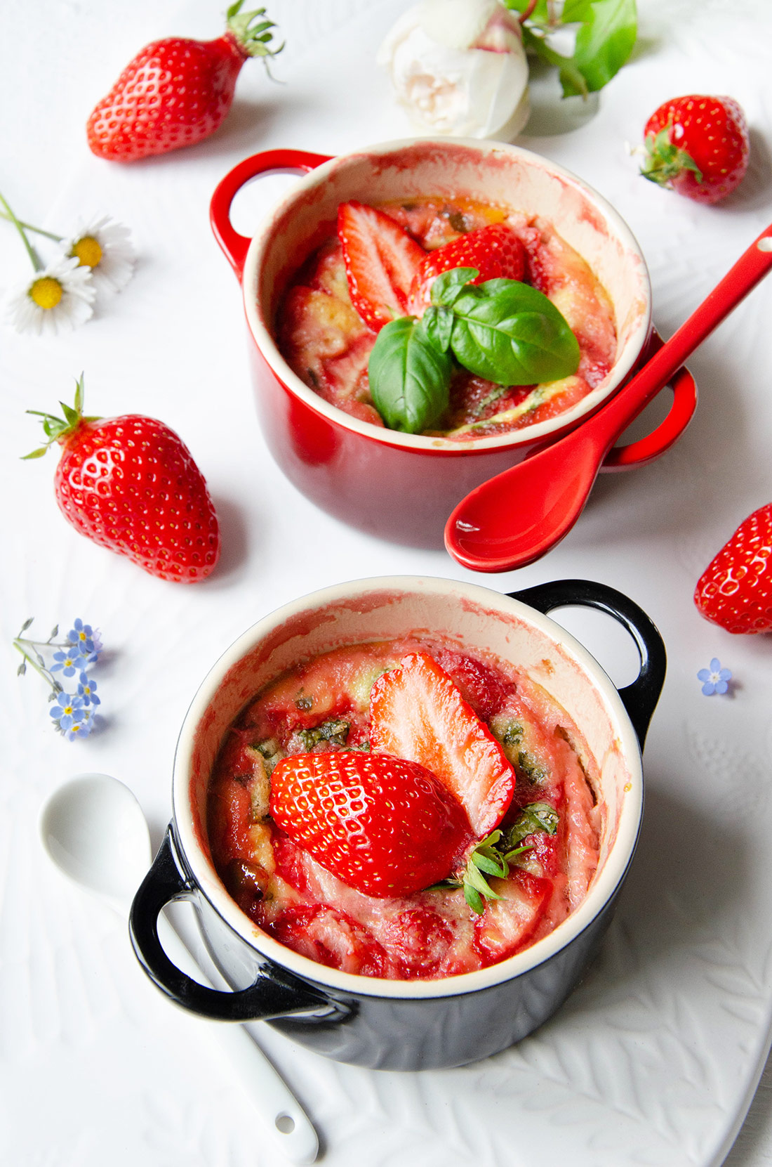 Clafoutis fraises basilic