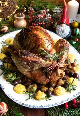 Dinde farcie aux marrons et olives de Nyons