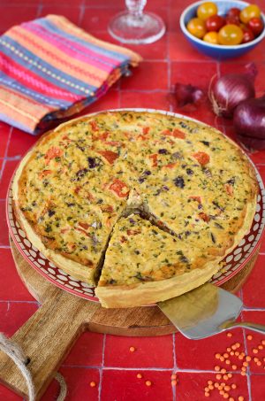 Quiche lentilles corail curry coco