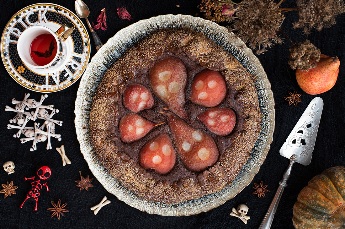 Tarte rustique poires chocolat, crème d'amandes au chocolat